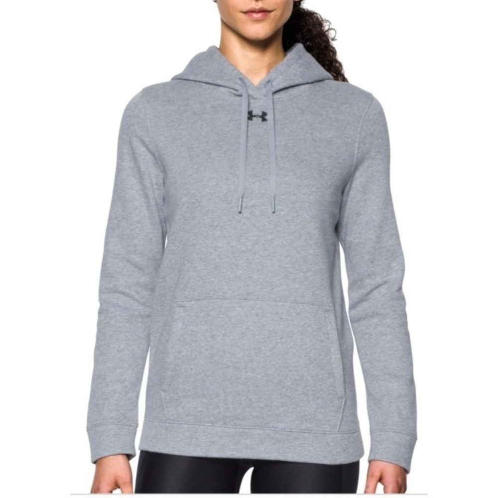 Under Armour Hustle Fleece Hoodie Womens Small‎ Gray NWT Pullover 1300261